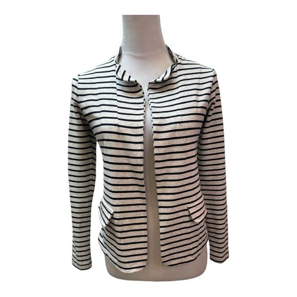 Striped Knit Blazer Jacket Career Office Casual Everyday Chic - Picture 1 of 8